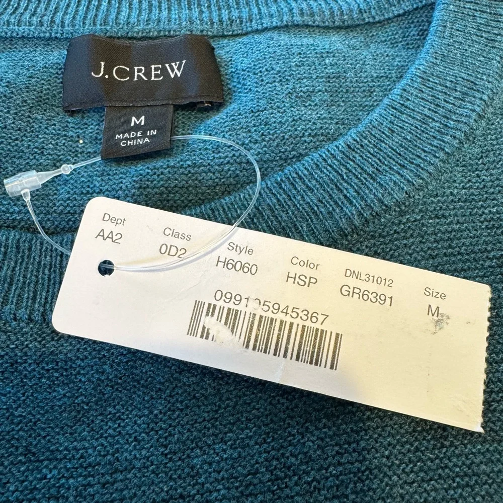 J.Crew Men’s Cotton Crewneck Sweater Teal Blue Green Size M NWT